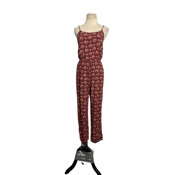 Forever 21 brown elephant print sleeveless jumpsuit size M - Picture 10 of 13